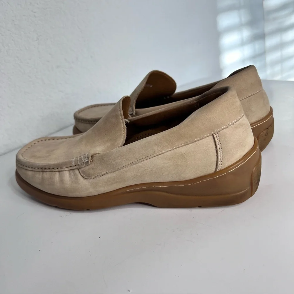 Florsheim Comfortech Beige Tan Suede Leather Slip On Loafers Size 10